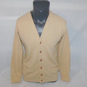 VTG 60s 70s Terry Williams Canada Tan Wool Blend button Cardigan Sweater  Mens M
